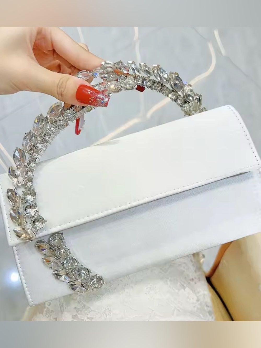 New $95 Nexus Luxe Crystal Clutch Elegant Crystal-Embellished Women's Handbag